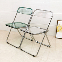 Nordic transparent folding chair ins Wind chair Net red metal chair photography makeup chair designer dining chair Crystal Chair