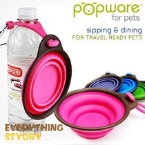 DEXAS pet food utensils portable bowl portable water bowl hanging water buckle single bowl can be hung on the beverage bottle on the folding dog bowl