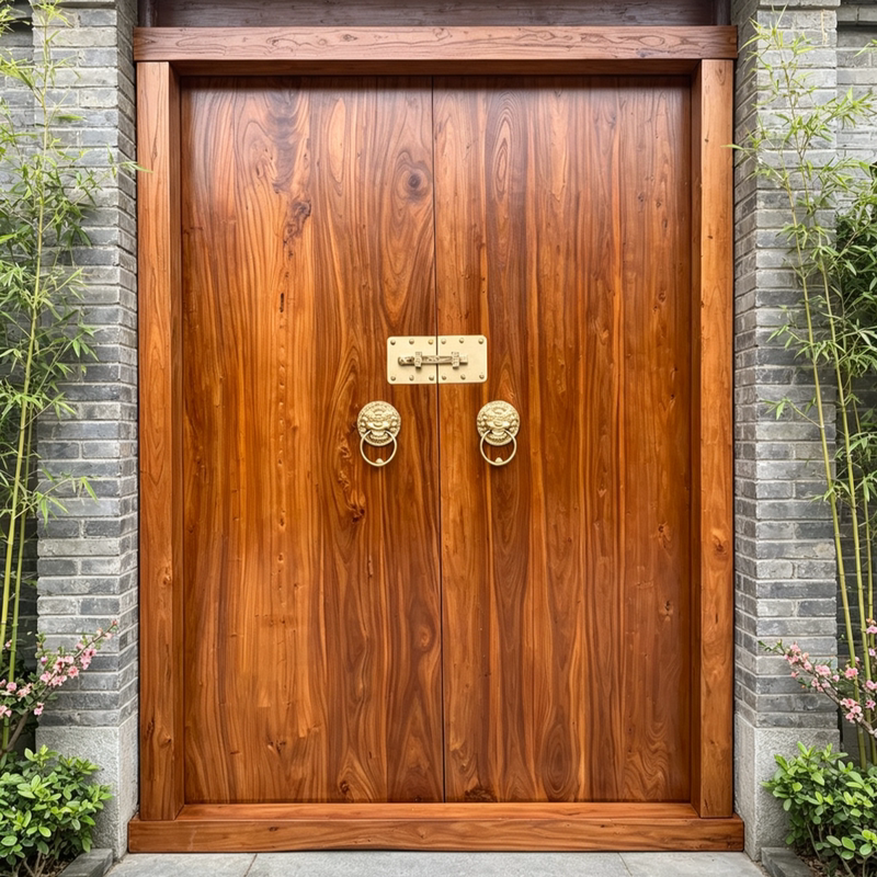 Solid Wood Door for Courtyard, Antique-Style Rural Self-Built House, Ancestral Hall, Temple, Clubhouse, Villa, Double-Opening, Original Entrance, Vintage Elm Wood Solid Wood Door for Courtyard, Antique-Style Rural Self-Built House, Ancestral Hall, Temple, Clubhouse, Villa, Double-Opening, Original Entrance, Vintage Elm Wood