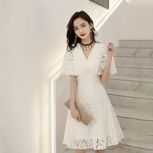 Белое кружевное вечернее платье, юбка для школьников, по фигуре