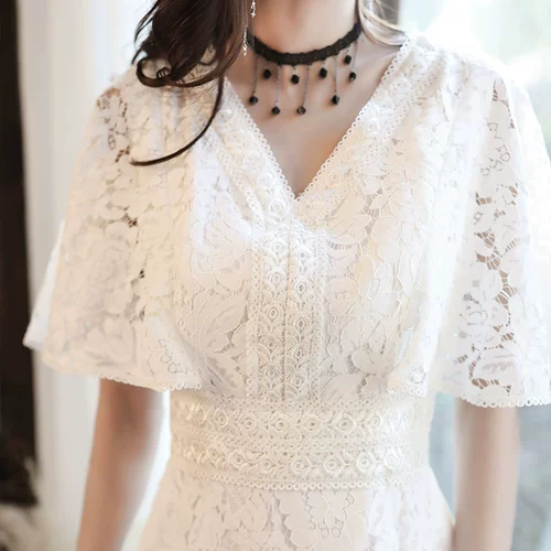 Белое кружевное вечернее платье, юбка для школьников, по фигуре