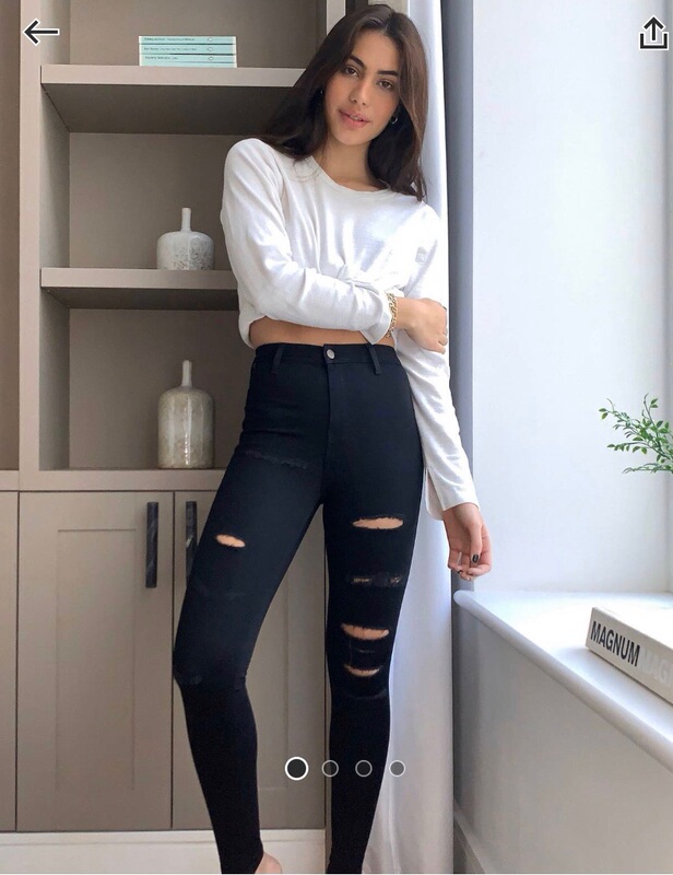 In Stock Topshop Joni Black Ripped High-Waisted Stretch Skinny Jeans Women's Ultra-Thin Jeans