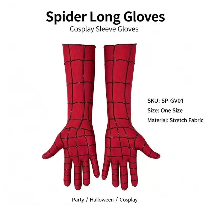 Spider-Man Gloves, Extraordinary Wearable Movie-Replica Cosplay Costume, Marvel Performance Props, Accessories, Three-Dimensional Adhesive Strips