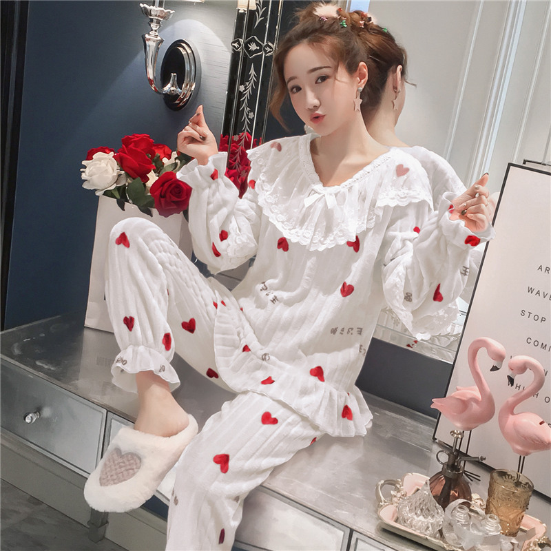 Sleepwear Women Winter Coral Suede Autumn Winter Spring Autumn Flannel Net Red burst Thickened 2022 New Fashion Foreign Pie