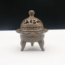 Pure copper lotus incense burner Sandalwood stove plate incense burner Household antique incense burner Elephant foot lotus incense burner send incense holder