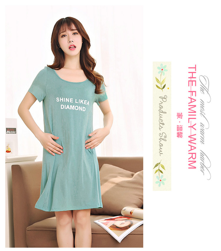 Với ngực pad phương thức đồ ngủ nữ mùa hè nightdress phần mỏng ngắn tay váy lỏng mùa hè kích thước lớn nữ nhà dịch vụ