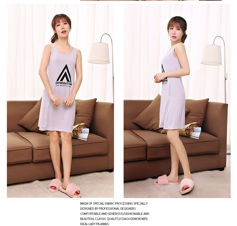 Với ngực pad nightdress nữ mùa hè cotton phương thức dịch vụ nhà không tay dây đeo áo ngực vest sinh viên đồ ngủ Hàn Quốc phiên bản