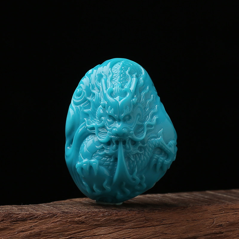 ZIJINGYAO (Dandan) Turquoise Dragon Sculpture from Hubei Raw Mine (Live Shot)