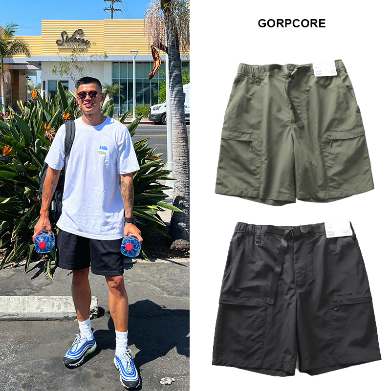 Wang Xinkai's Same Style Summer Men's Outdoor Stretch Wrinkle-Resistant Quick-Drying Breathable Sports Pocket Cargo Shorts Five-Point Shorts