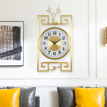 New Chinese style brass wall clock living room clock wall clock Decorative creative mute Chinese style villa elk head wall clock