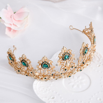 Childrens Crown Tiara Princess Girls Crown Crystal Headband Green Girl Hairpin Catwalk Show Birthday Hair Accessories