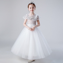 Girls evening dress wedding dress little girl birthday princess dress foreign style fluffy yarn childrens piano performance costume host
