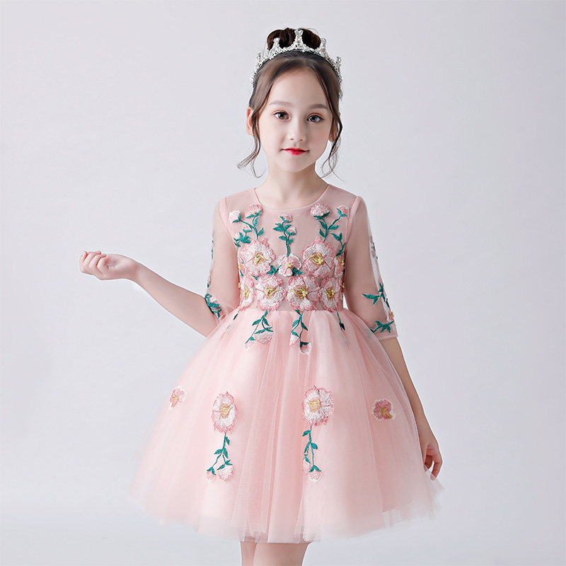 Girls Evening Dress Princess Dress Children Wedding Dress Flower Girl Little Girl Birthday Performance Host Piano Costume Summer