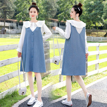 Pregnant womens autumn dress 2022 new early autumn pregnant womens mom net red does not appear long skirt spring and autumn