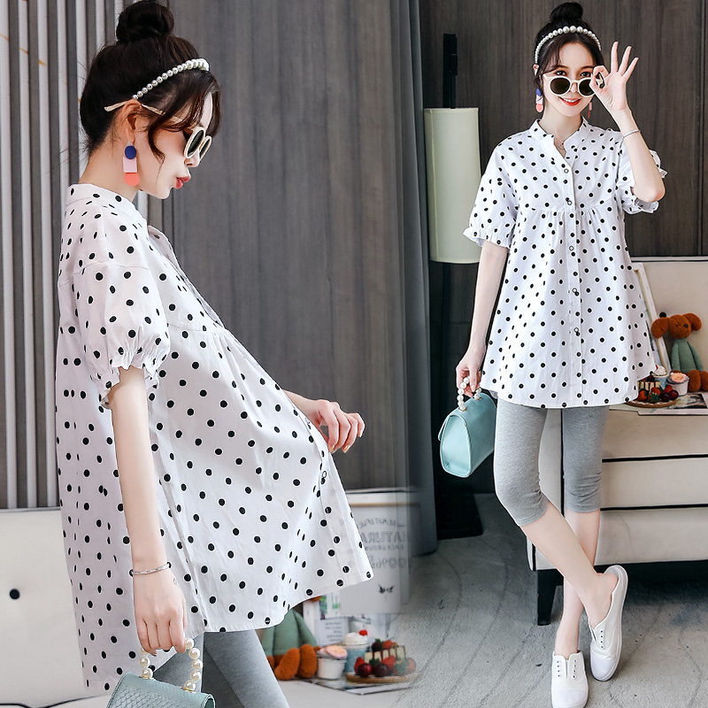 Pregnant Woman Summer Clothing T-shirt Summer Shirt Mesh Red Gestation Woman Dress Summer Suit Fashion 2022 Pregnant Woman Blouse Summer Short Sleeve