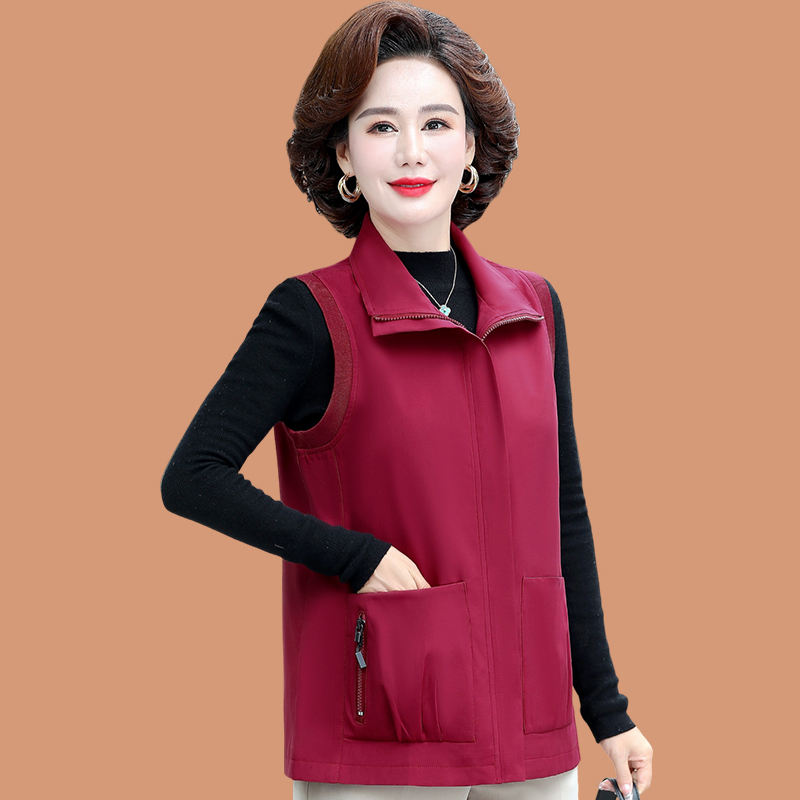 Mom's Spring and Autumn Vest, Stylish Outerwear, 2026 New Model, Thin Vest Jacket for Middle-Aged and Elderly Women