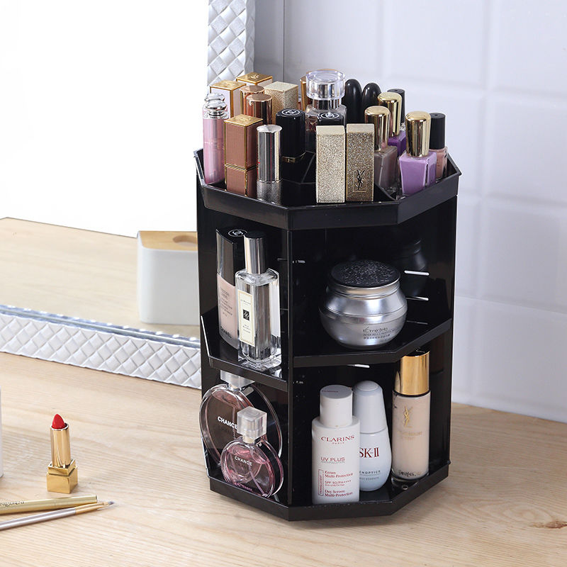 Mouth Red Shelf Show Rack Rotating Skincare Cosmetic Brush Ball Integrated Containing Box Acrylic Desktop Large Capacity