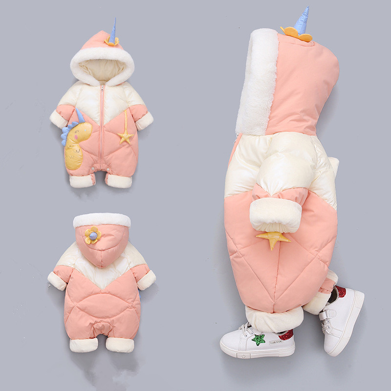Next win baby jumpsuit fall winter set baby down jacket cute plus plus thick cotton crawler suit