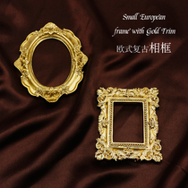 Eurostyle Golden Retro Mini Photo Frame Sculptures Flowers Resin Ins Megha Ornaments Pendulum photo shoot Photographic Props