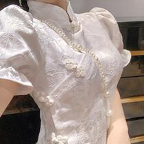 Qipao Years new improved version Liandress French style young imperial court Chinese wind less female white dress Summer