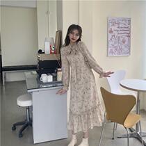 Broken Flowers Tandem Dress Lady Spring 2021 New Student Closets Slim Long Dress Temperament Heben Style Dress