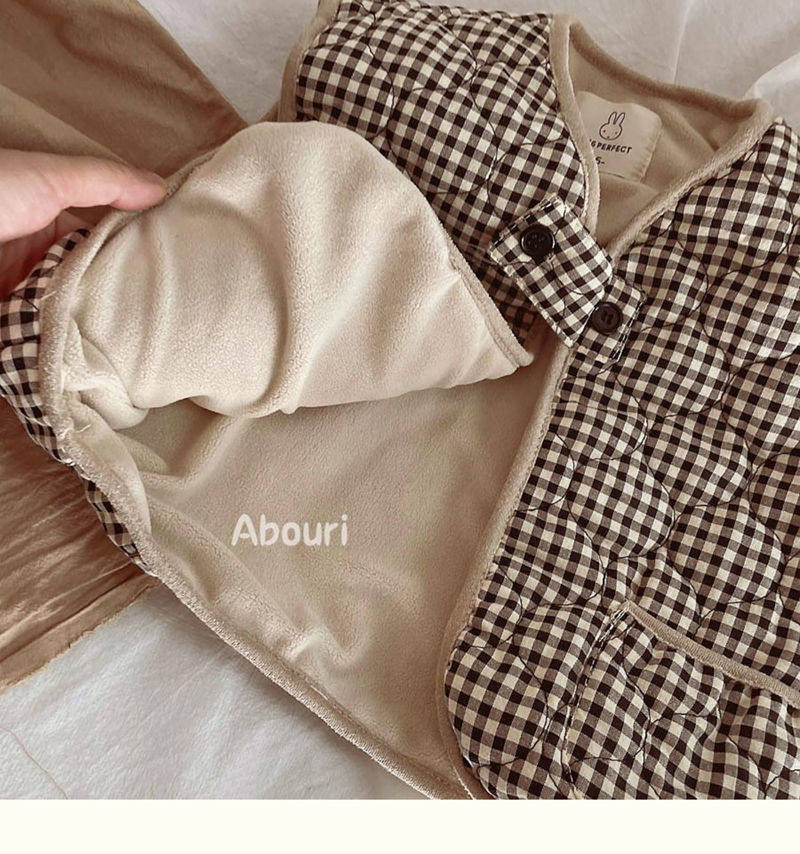 Korean version of cute temperament black fine checkered cotton waistcoat male and female children's checkered waistcoat 2021 autumn and winter clothing