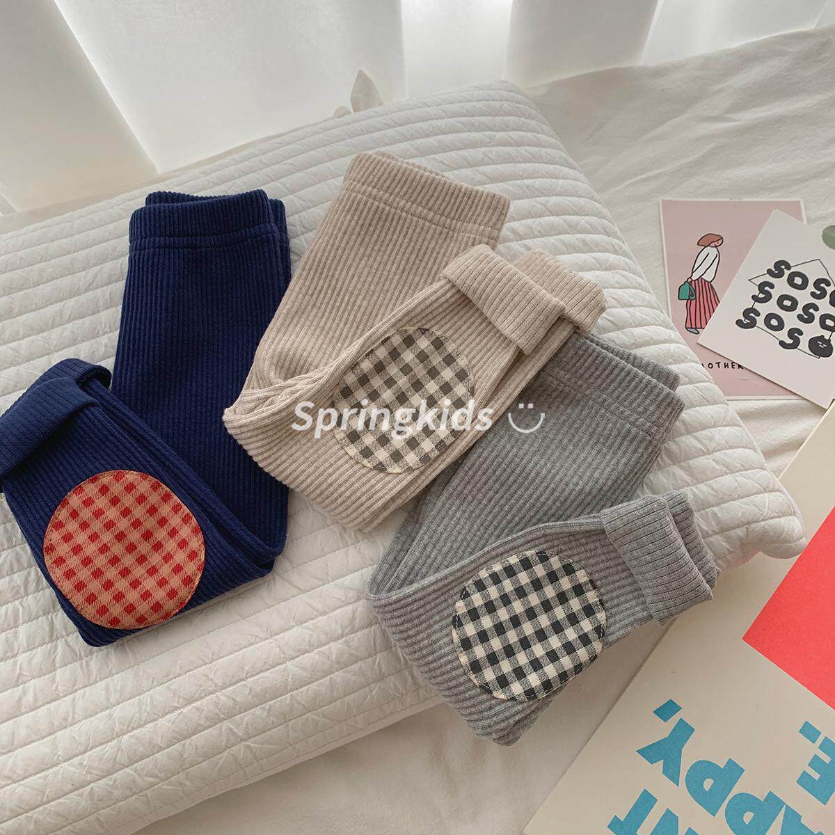 Baby Bump Color Plaid Patch Interior Lap Pants Spring Autumn Dress Outside Wearing Inner Hitch Pants Baby Pants 21 Years Fall New