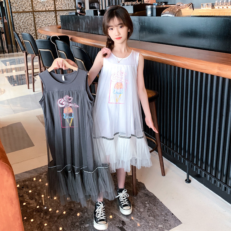 Girl Foreign Dress Summer Clothes Children Princess Dresses Summer Style Foreign Pie 2022 New Korean Version Big Boy Dress Girl Summer