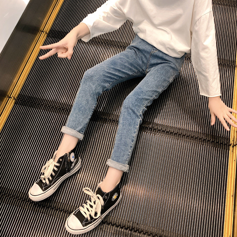 Girl Pants Children Jeans Outside Wearing 2022 New Spring Dress Ocean Korean version of big child dress Spring and Autumn Nets Pants