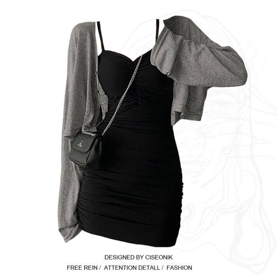 Plus size women's pure lust sweet and spicy pleated dress