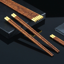Chicken fin wood log alloy chopsticks household high end retro - paint tableware 2125 cm