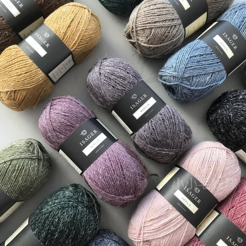 Isager Merilin Wool Linen Yarn, Variegated Sweater Scarf Yarn, 50G/208M Small Yarn Ball