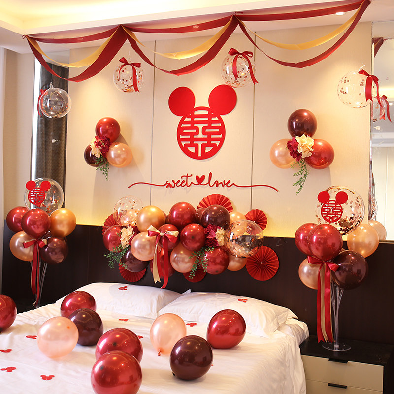 Wedding room decoration balloon decoration creative romantic wedding new room scene men's wedding supplies encyclopedia wedding set