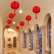 Wedding room flower ball creative wedding supplies happy word flannel lantern hydrangea wedding ceremony non-woven flower hanging basket