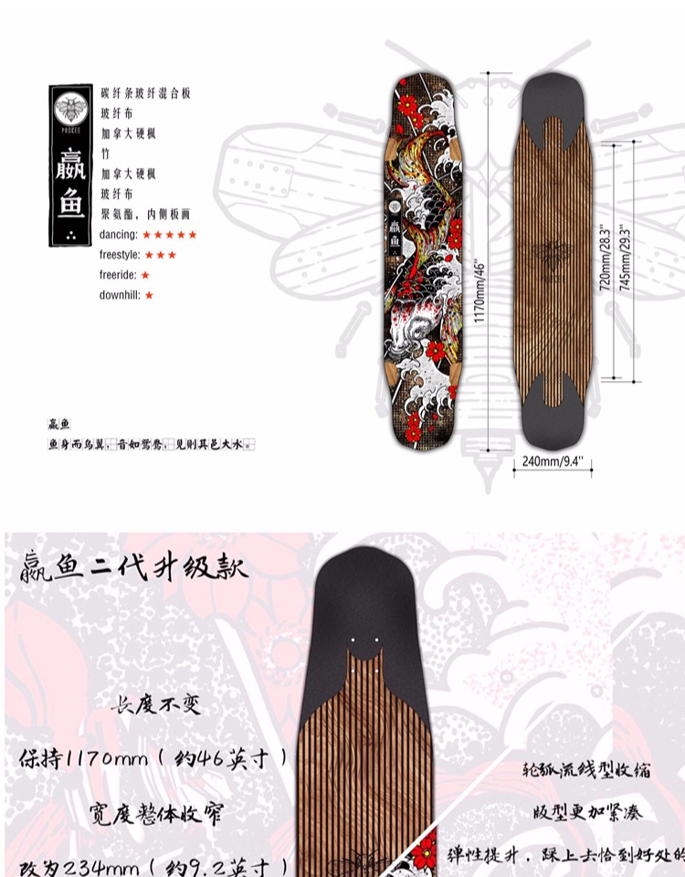 Probee long board board nhảy all-board board speed speed dc phẳng hoa du lịch bàn chải trượt ván đường phố cá chín đuôi Bai Ze vẽ da - Trượt băng / Trượt / Thể thao mạo hiểm nón bảo hiểm xe đạp thể thao