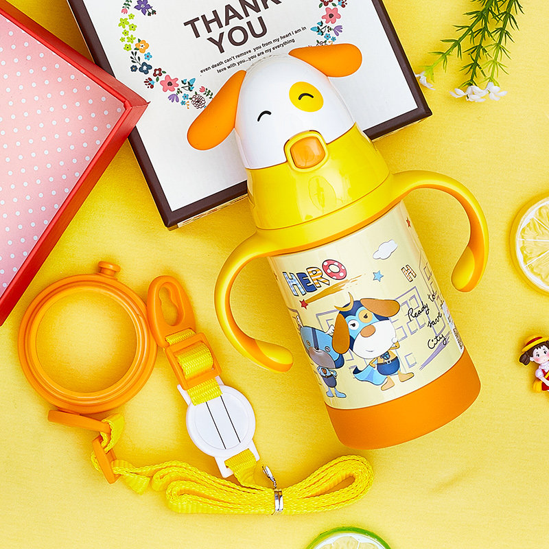 Xiaobika baby learning cup New children's water cup Straw cup Kindergarten baby leak-proof cup Insulation cup