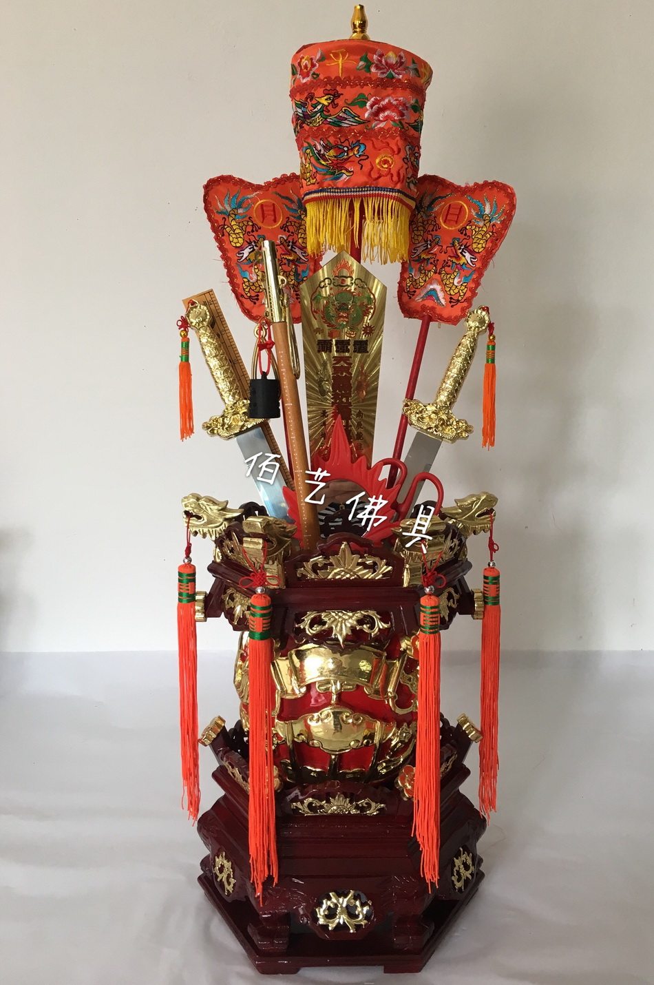 Taoist Dharma Artifact Taiwan 6-inch Golden Buddhist Temple Making Supplies Camphor Wood Carving Buddhist Dharma