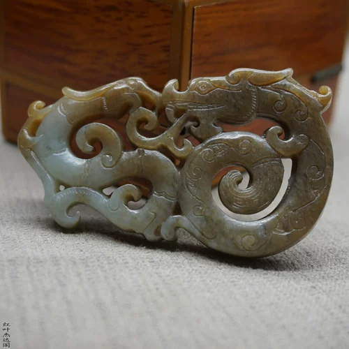 Подвеска из нефрита, природная руда, дракон и феникс