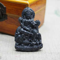 Hotan jade smoke green jade riding dragon Guanyin brand pendant mens jade Guanyin necklace jade pendant natural jade pendant