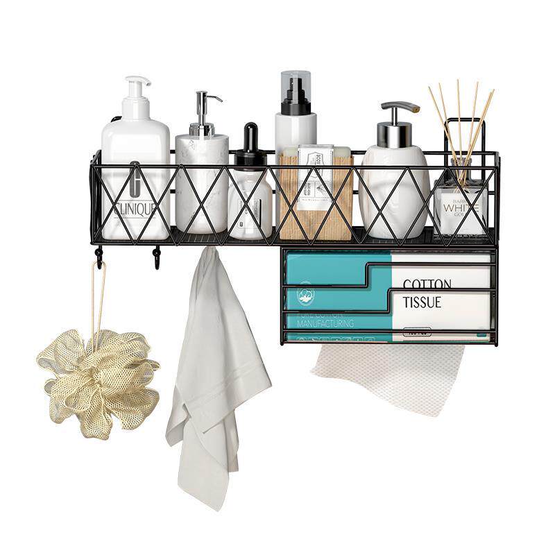 Washing table storage box mobile face towel rack powder room bathroom toilet wall-mounted punch-free shelf