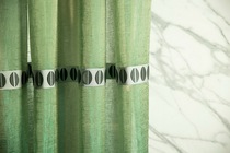 Modern light luxury curtain lace Bauhaus series 3D embroidery decoration with geometric leather embellishment fashion pioneer