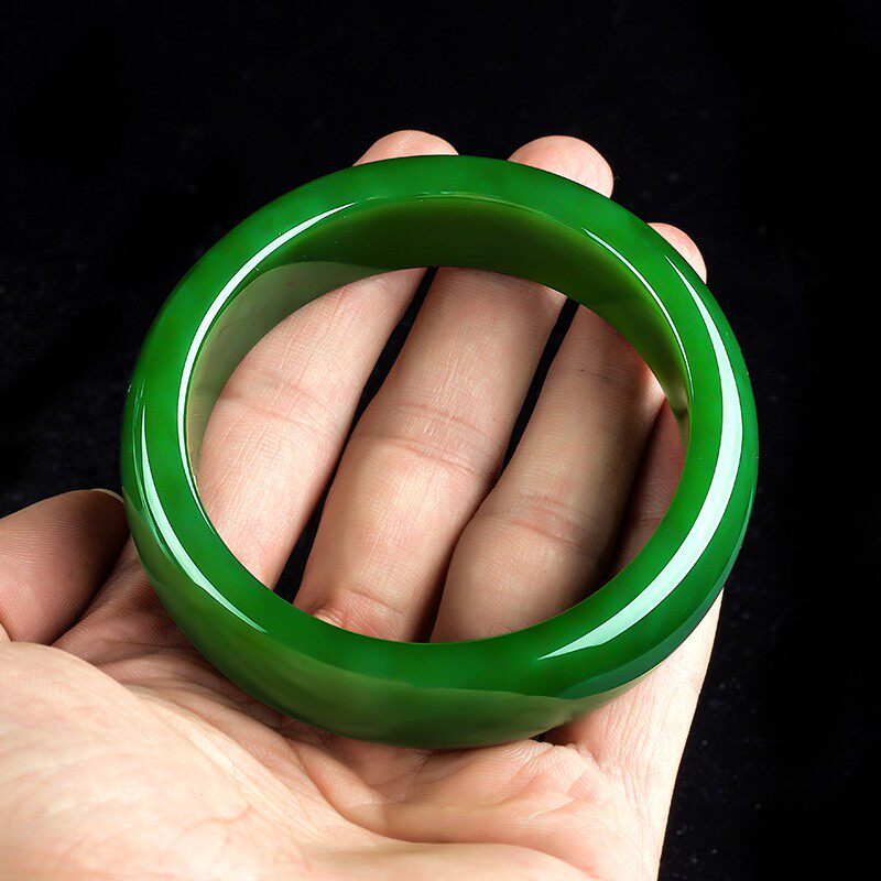 Longyu culture Natural Hetian bracelet Spinach green female Jasper bracelet Jade bracelet with certificate