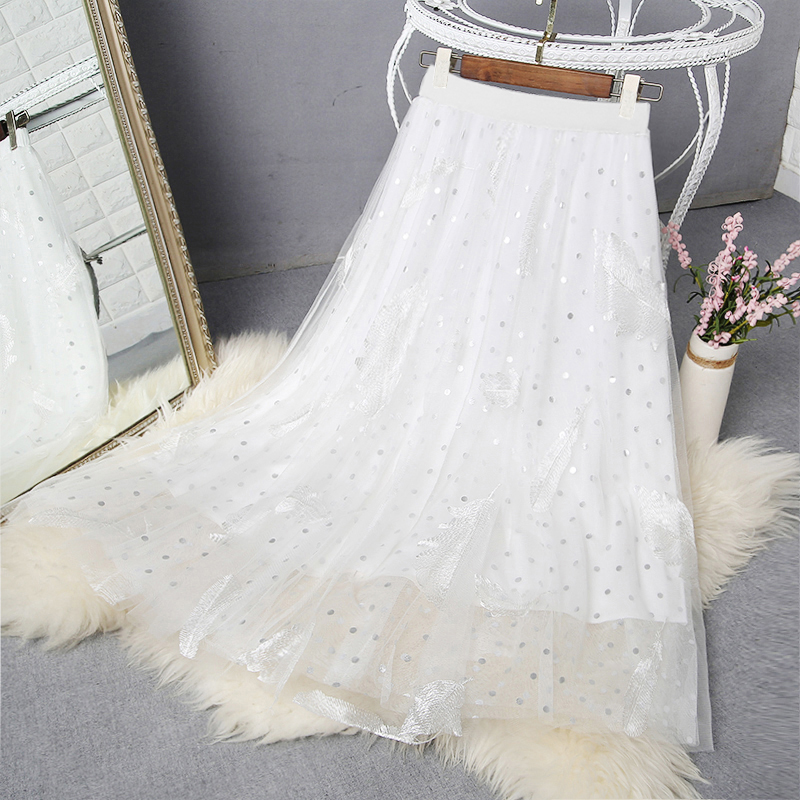 . Net sợi váy mùa xuân mùa thu của phụ nữ 2020 mới 100-pack fairy trắng sợi váy để đóng eo dài siêu cổ tích