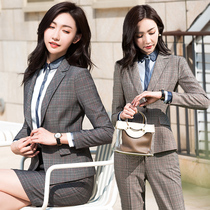 Career dress women suit 2018 new slim OL plaid suit dress British style business Interview work clothes