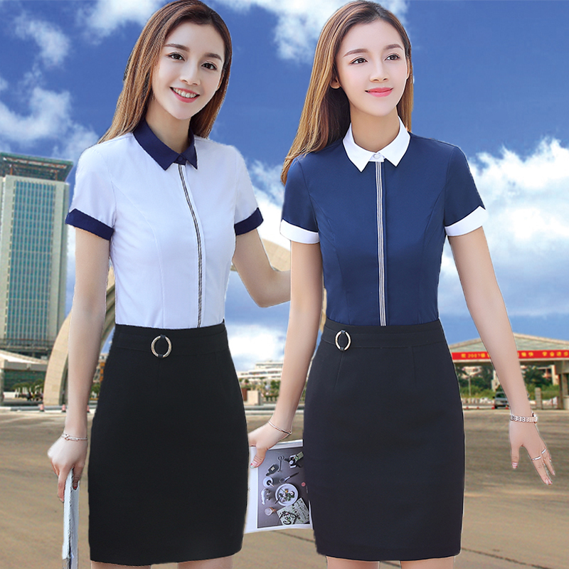 Work clothes Women's suit Short-sleeved shirt skirt Summer new front desk cashier foreman work clothes tooling uniform