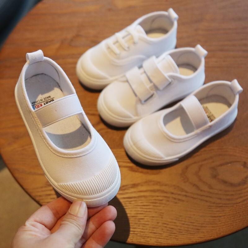 Japanese-style children's shoes small white kindergarten boys and girls baby cloth shoes indoor white shoes garden shoes sports canvas sneakers