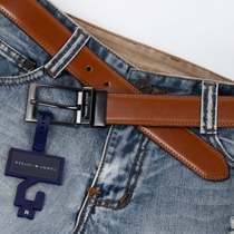 Tommy TOMMY belt mens leather mens jeans belt mens trendy ins luxury casual pants belt real cowhide