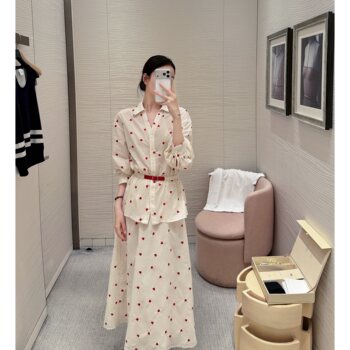 Zwinnie ສີແດງ love-exclusive ຊຸດ 100 ຝ້າຍເສື້ອ skirt suit gsw202606