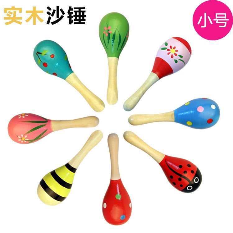 Kindergarten Baby Wooden Sandhammer Infant Early Teach Music Percussion Instrument Toy Sand Ball Children Appeasement Rocking Bell
