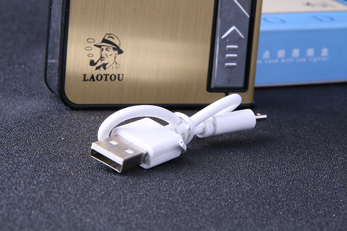 Thuốc lá điện tử nhẹ hơn trường hợp thuốc lá nhẹ USB sạc nhẹ 10 gậy bom khói tự động kim loại - Bật lửa quẹt lửa